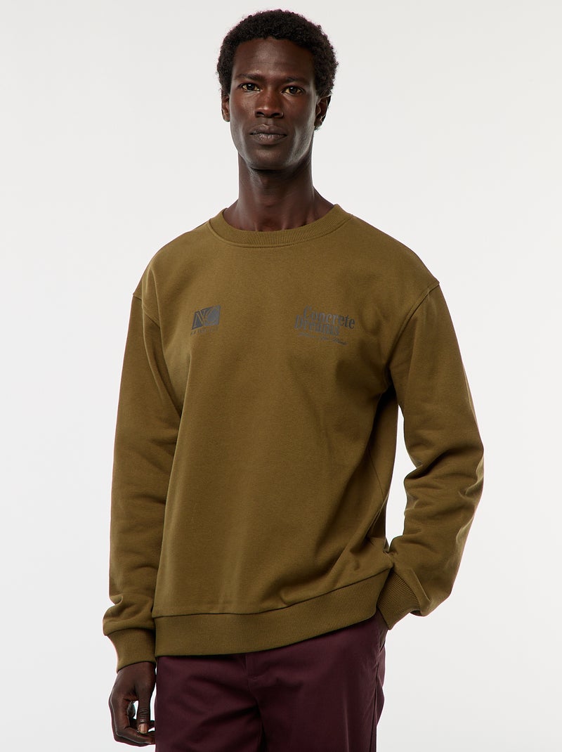 Maglione in maglia a girocollo con stampa fronte-retro Verde - Kiabi