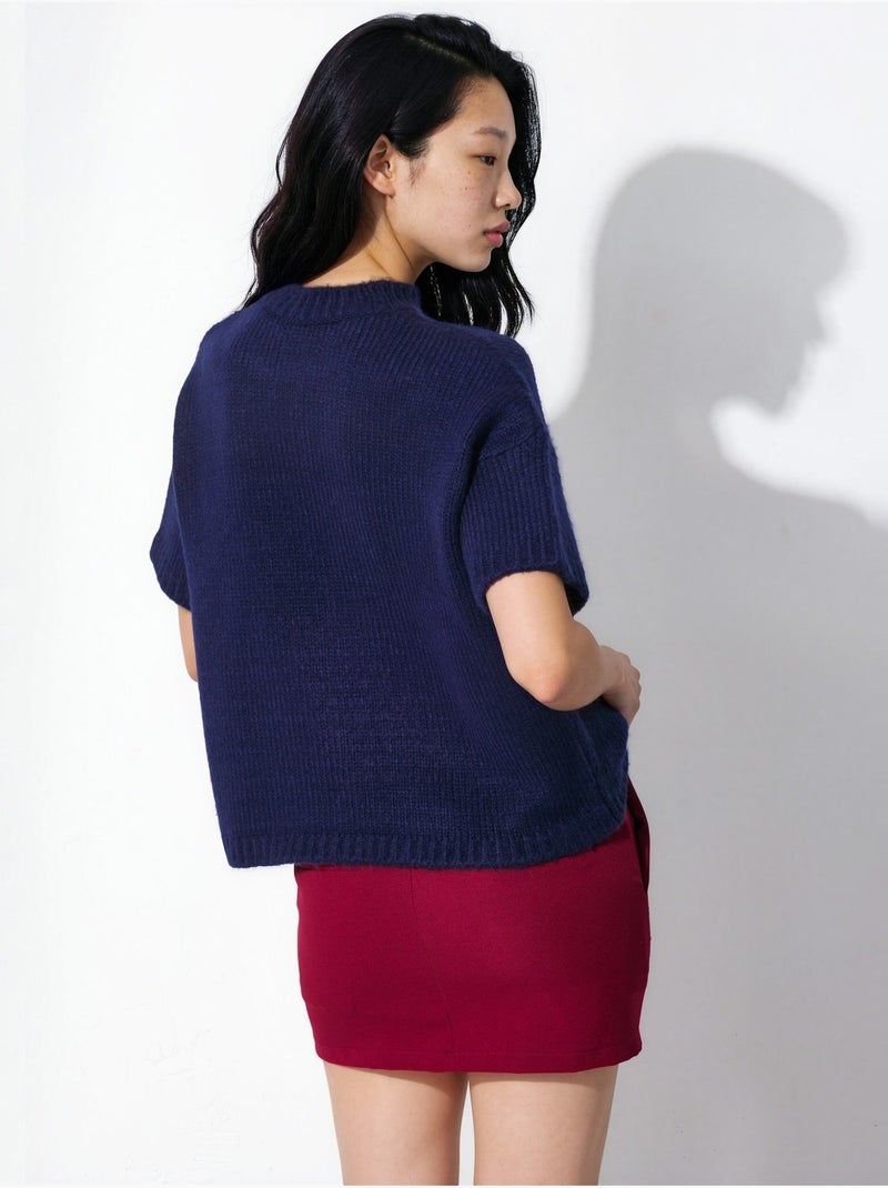 Maglione in maglia a girocollo relaxed fit Blu marino - Kiabi