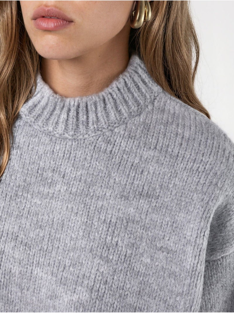 Maglione in maglia a girocollo relaxed fit Grigio chiaro - Kiabi