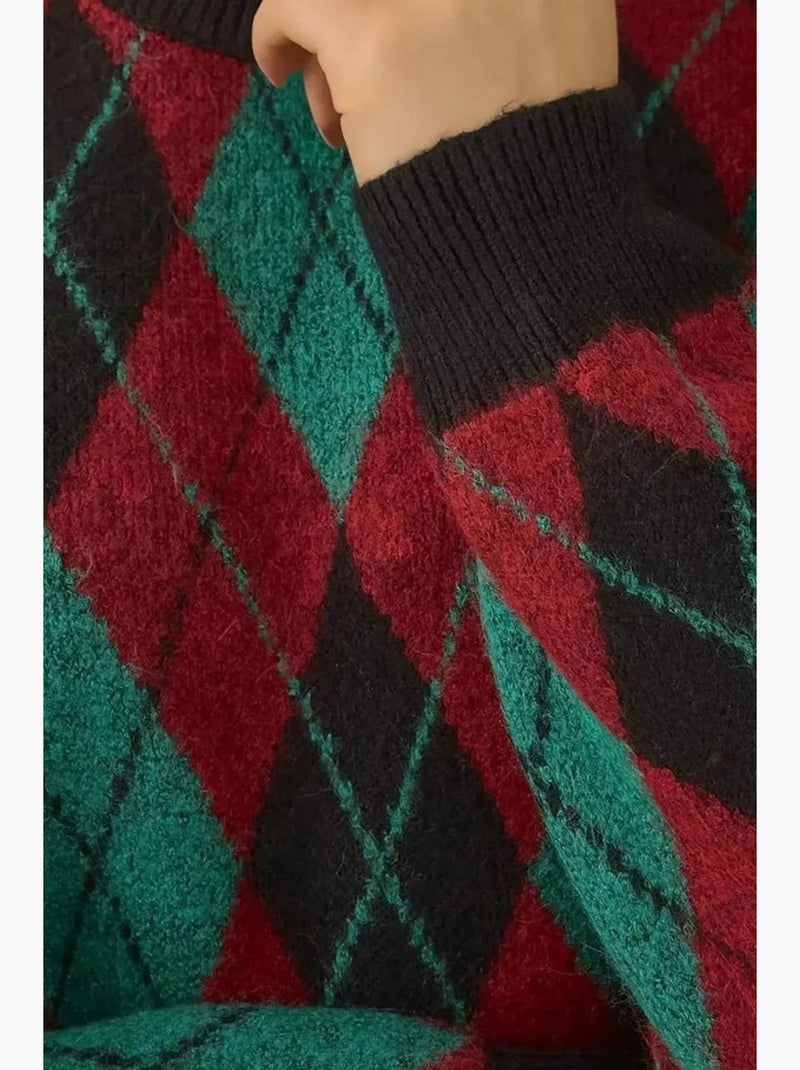 Maglione in maglia a maniche lunghe con motivo geometrico bdart Rosso bordeaux - Kiabi