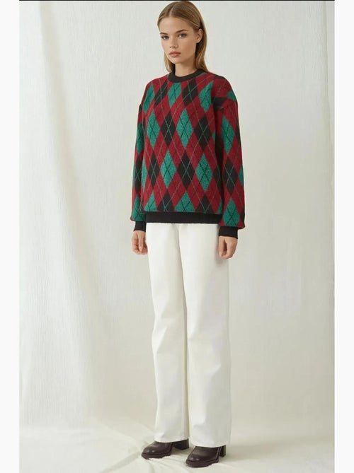 Maglione in maglia a maniche lunghe con motivo geometrico bdart - Kiabi