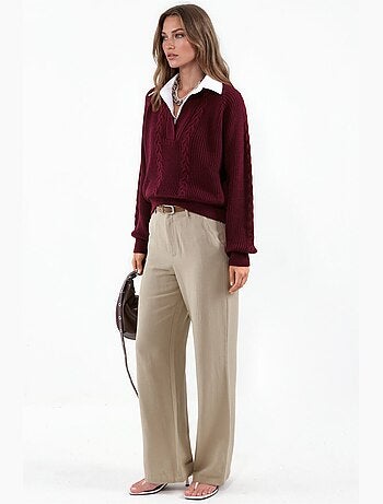 Maglione in maglia a motivo con colletto da camicia hiccup