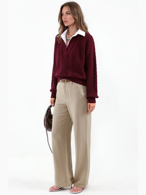 Maglione in maglia a motivo con colletto da camicia hiccup - Kiabi Maglione in maglia a motivo con colletto da camicia hiccup - Kiabi