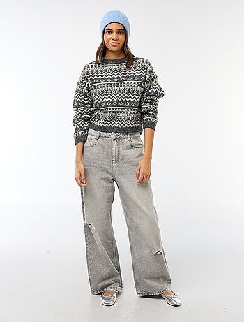 Maglione in maglia a punto grosso con collo rotondo