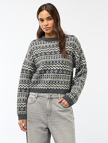 Maglione in maglia a punto grosso con collo rotondo