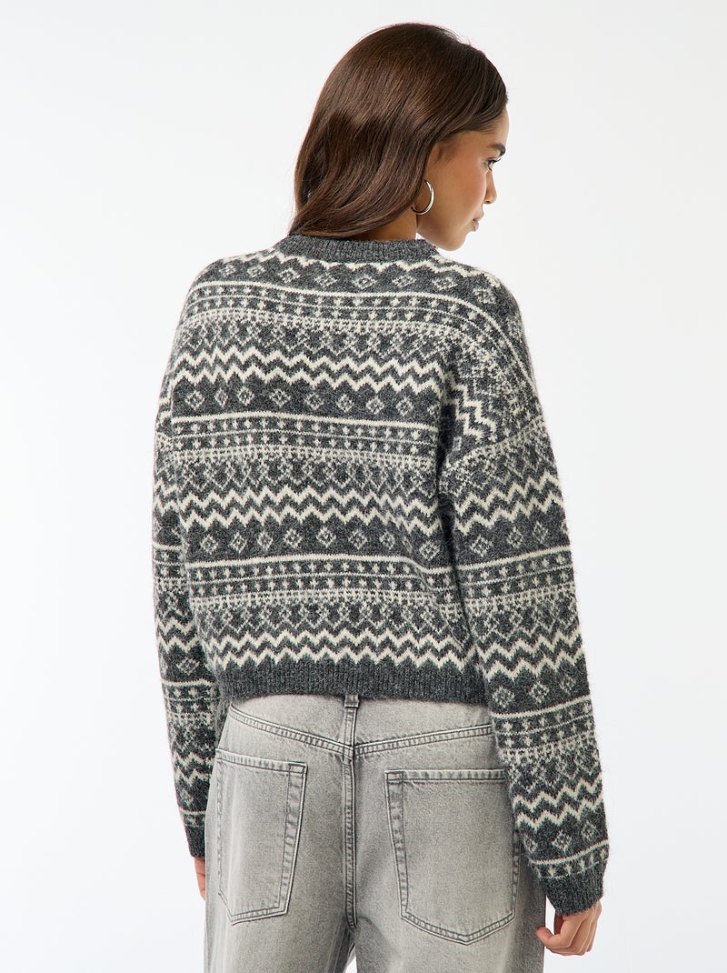Maglione in maglia a punto grosso con collo rotondo Marrone - Kiabi