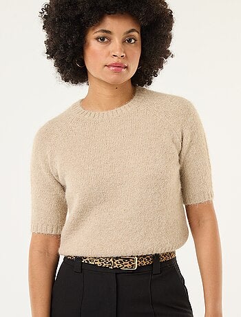 Maglione in maglia a punto grosso con maniche corte