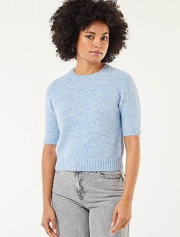 Maglione in maglia a punto grosso con maniche corte