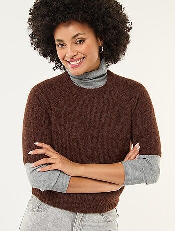 Maglione in maglia a punto grosso con maniche corte