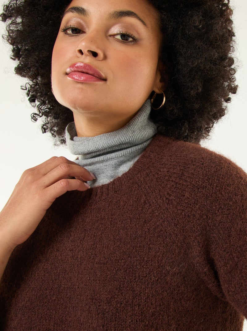 Maglione in maglia a punto grosso con maniche corte Marrone - Kiabi