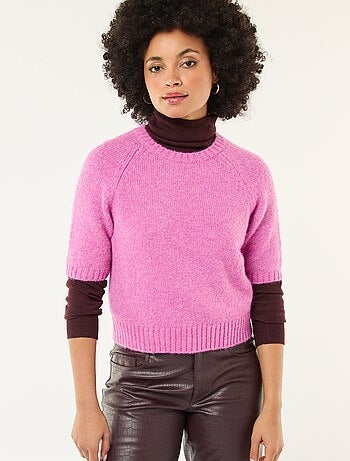 Maglione in maglia a punto grosso con maniche corte