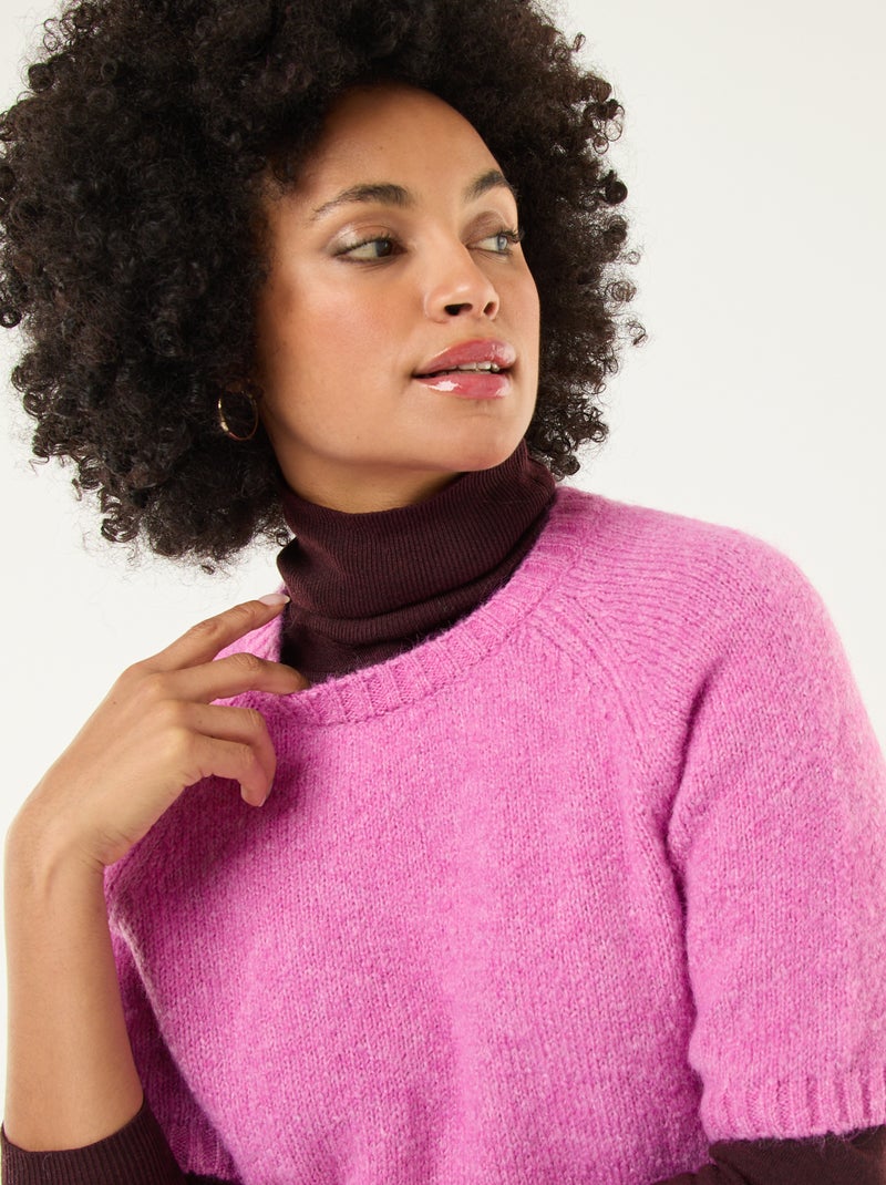 Maglione in maglia a punto grosso con maniche corte Rosa - Kiabi