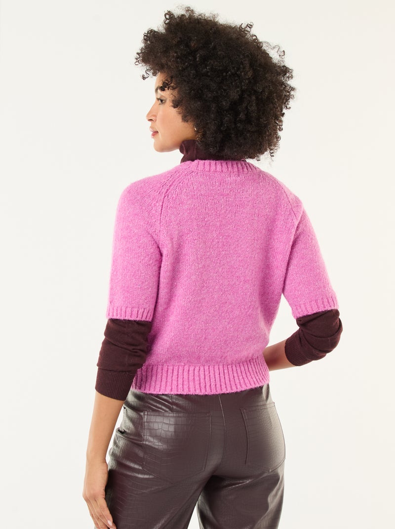 Maglione in maglia a punto grosso con maniche corte Rosa - Kiabi