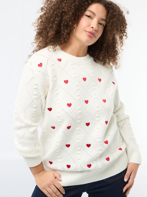 Maglione in maglia a punto grosso con motivo a 'cuore' - Kiabi