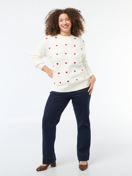 Maglione in maglia a punto grosso con motivo a 'cuore' - Kiabi