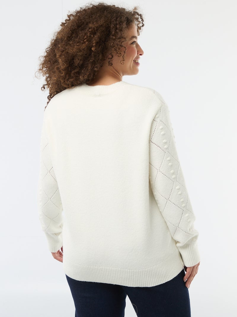 Maglione in maglia a punto grosso con motivo a 'cuore' Bianco - Kiabi