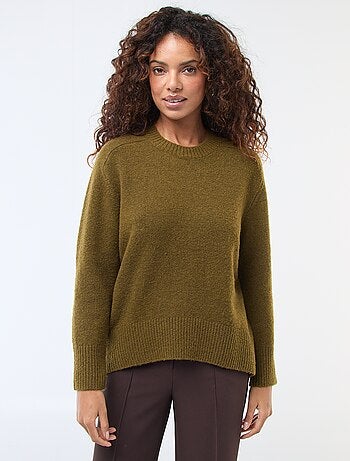 Maglione in maglia a punto grosso con collo rotondo