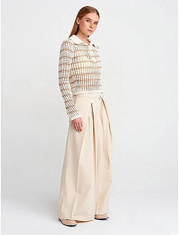 Maglione in maglia a righe con colletto polo e bottoni