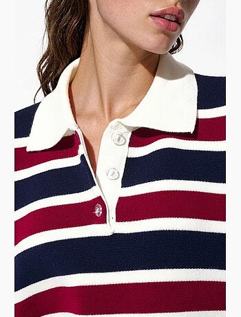 Maglione in maglia a righe con colletto polo hiccup