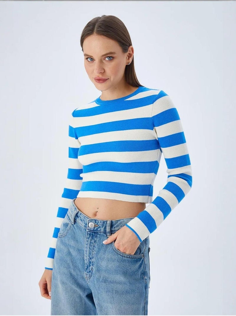 Maglione in maglia a righe mixray Blu elettrico - Kiabi