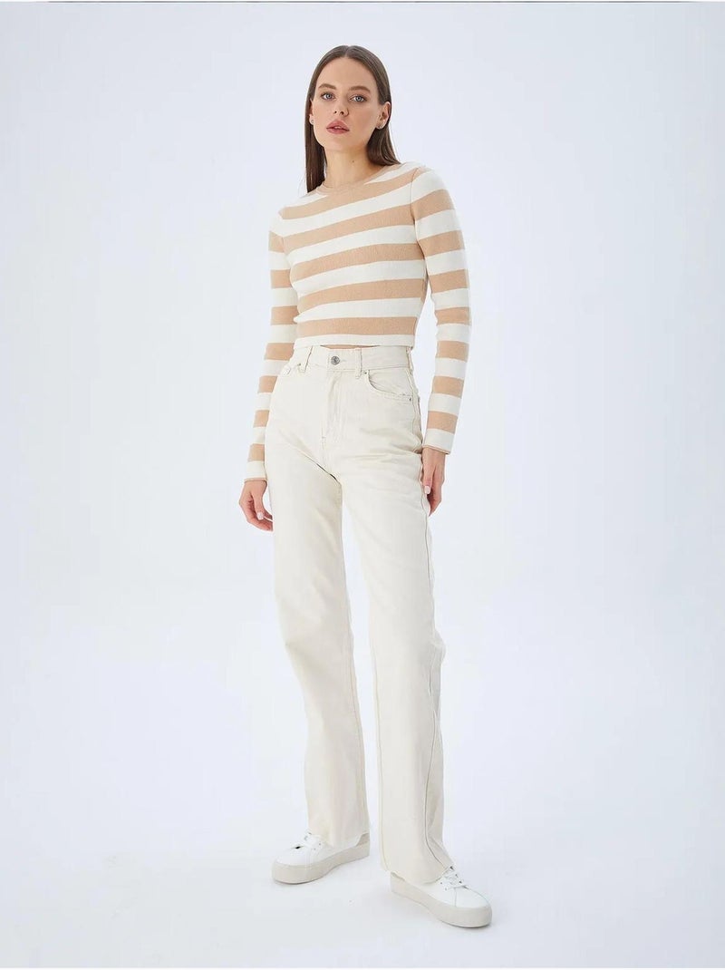 Maglione in maglia a righe mixray Grège - Kiabi