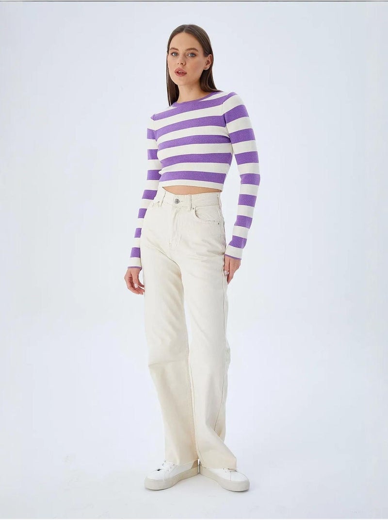 Maglione in maglia a righe mixray Lavanda - Kiabi