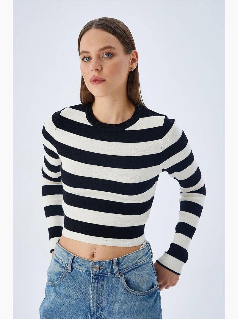 Maglione in maglia a righe mixray Nero - Kiabi
