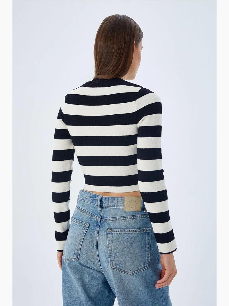 Maglione in maglia a righe mixray Nero - Kiabi