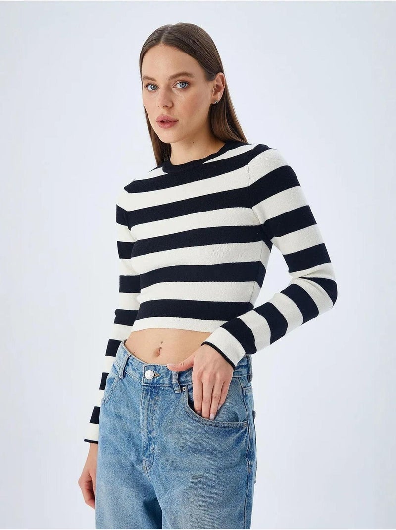 Maglione in maglia a righe mixray Nero - Kiabi