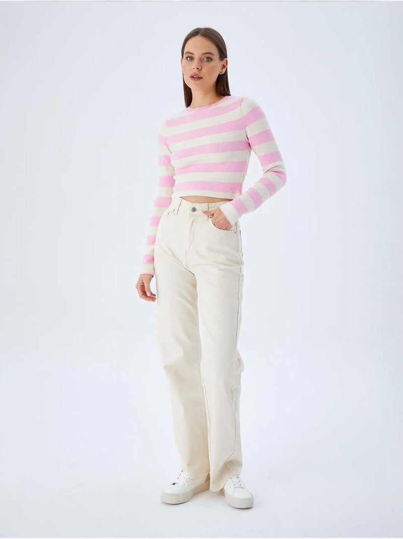 Maglione in maglia a righe mixray Rosa pallido - Kiabi