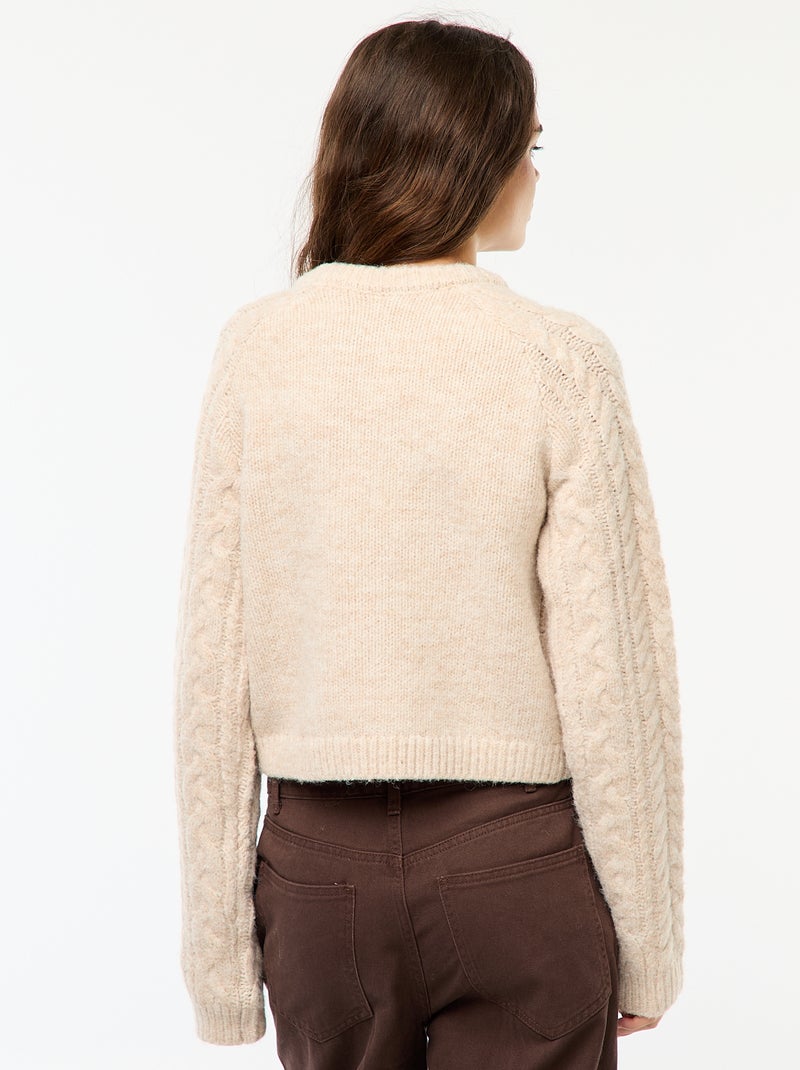Maglione in maglia a trecce Beige - Kiabi