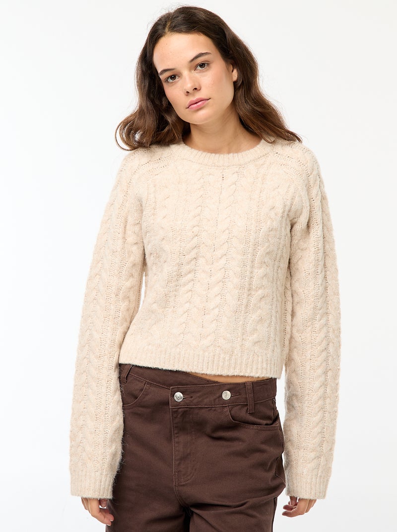 Maglione in maglia a trecce Beige - Kiabi