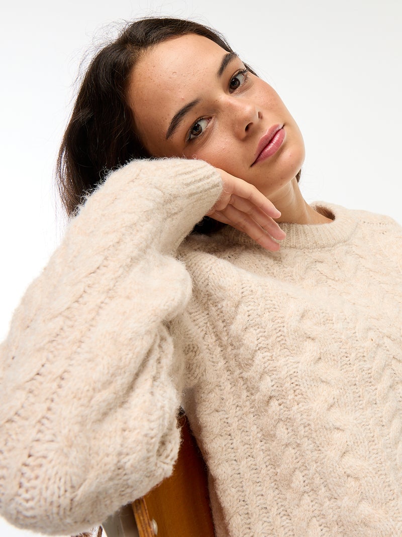 Maglione in maglia a trecce Beige - Kiabi