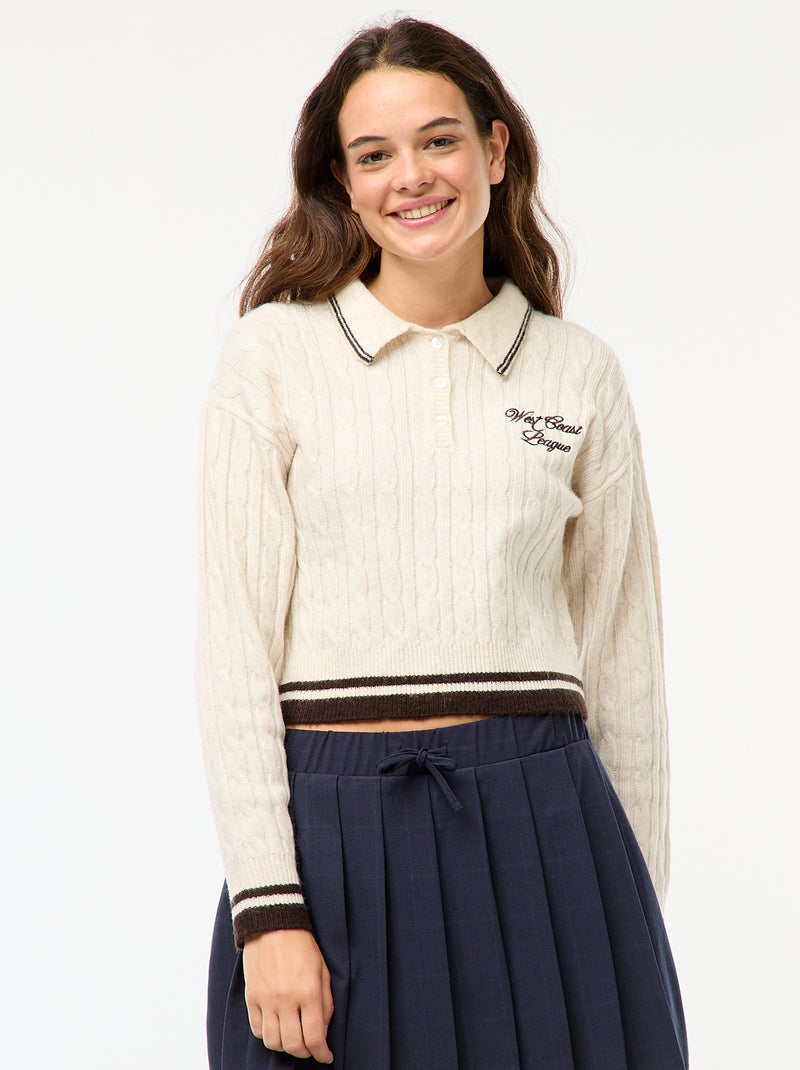 Maglione in maglia a trecce Beige - Kiabi
