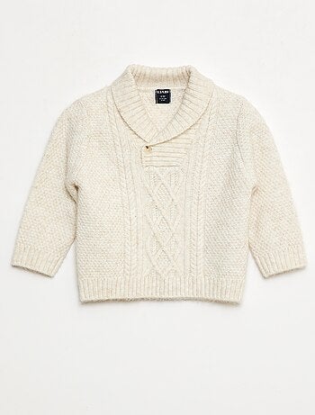 Maglione in maglia a trecce con collo sciallato
