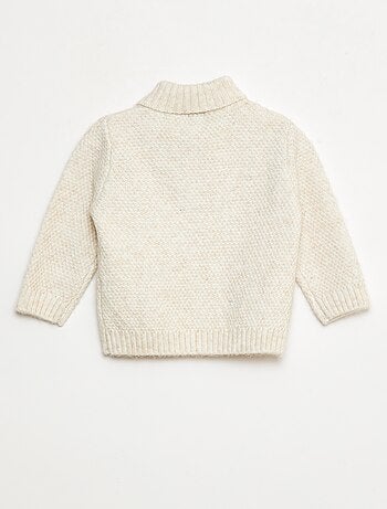 Maglione in maglia a trecce con collo sciallato