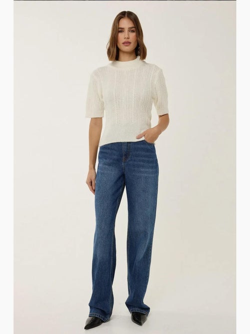 Maglione in maglia a trecce con maniche corte e mezzo collo alto hiccup - Kiabi Maglione in maglia a trecce con maniche corte e mezzo collo alto hiccup - Kiabi