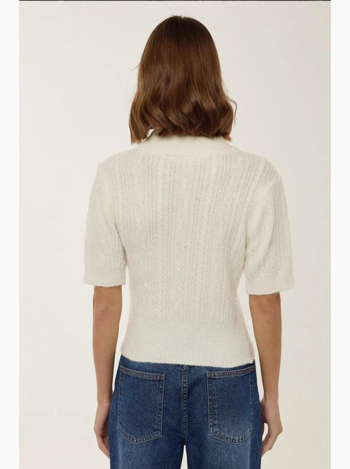 Maglione in maglia a trecce con maniche corte e mezzo collo alto hiccup - Kiabi Maglione in maglia a trecce con maniche corte e mezzo collo alto hiccup - Kiabi