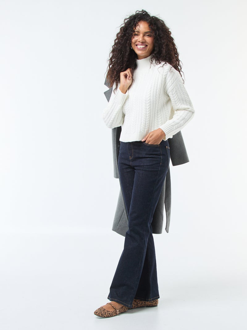 Maglione in maglia a trecce e collo alto Bianco - Kiabi