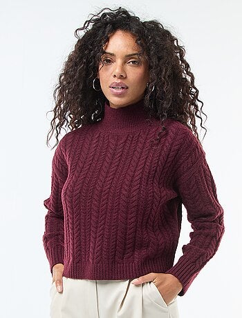 Maglione in maglia a trecce e collo alto
