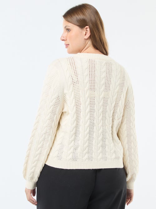 Maglione in maglia a trecce e traforata con scollo rotondo - Kiabi