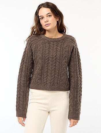 Maglione in maglia a trecce