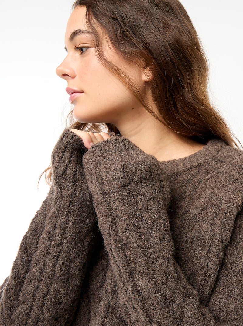 Maglione in maglia a trecce Marrone - Kiabi