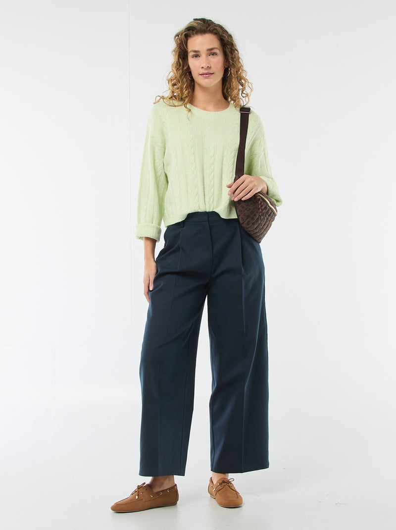 Maglione in maglia a trecce Verde - Kiabi