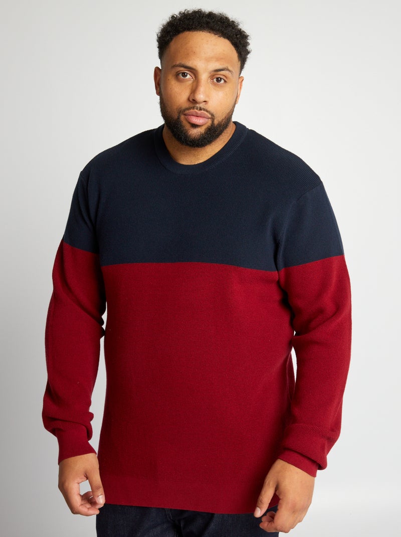 Maglione in maglia color block ROSSO - Kiabi