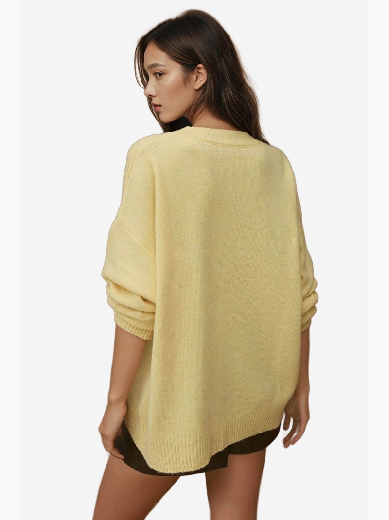Maglione in maglia comodo con girocollo hiccup Giallo limone - Kiabi