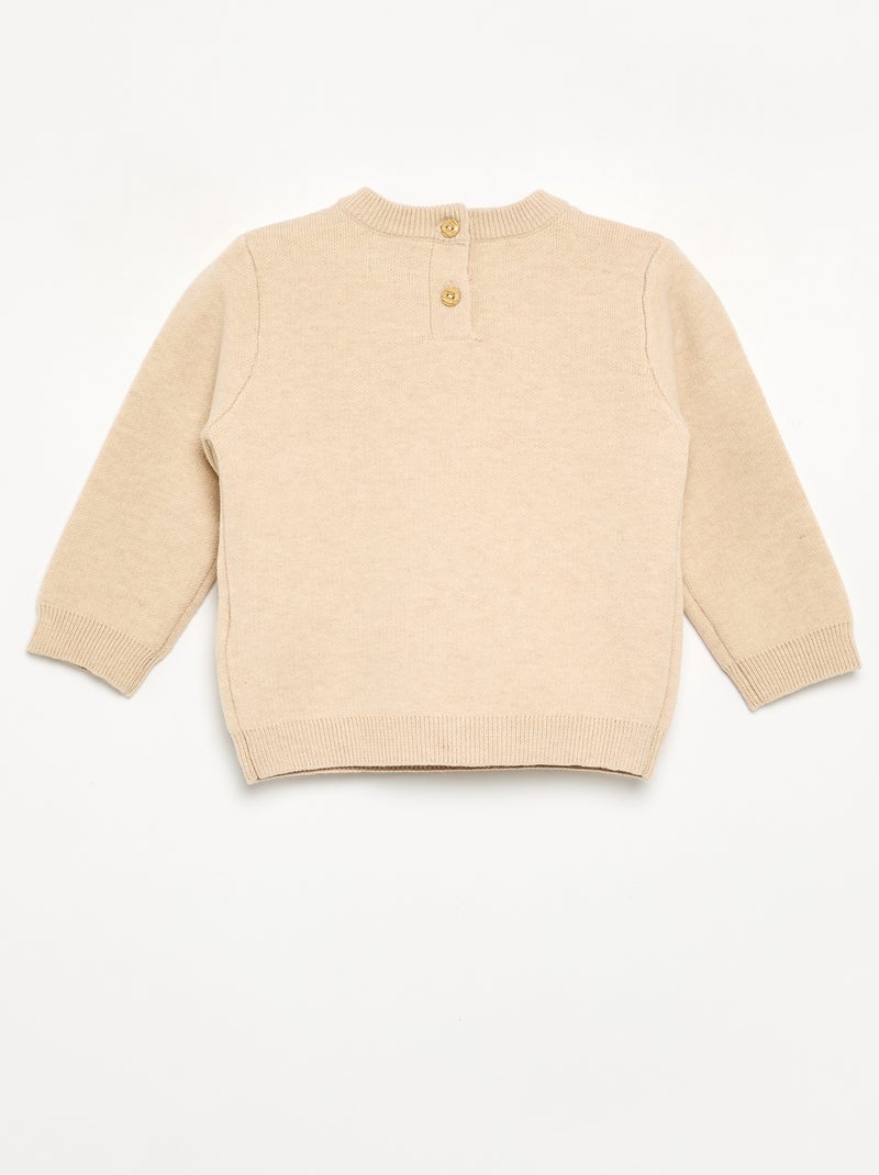 Maglione in maglia compatta con ricami animali Beige - Kiabi