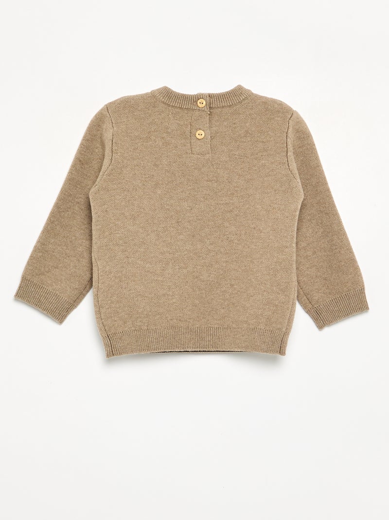 Maglione in maglia compatta con ricami animali Beige - Kiabi