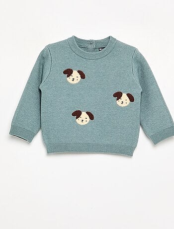Maglione in maglia compatta con ricami animali