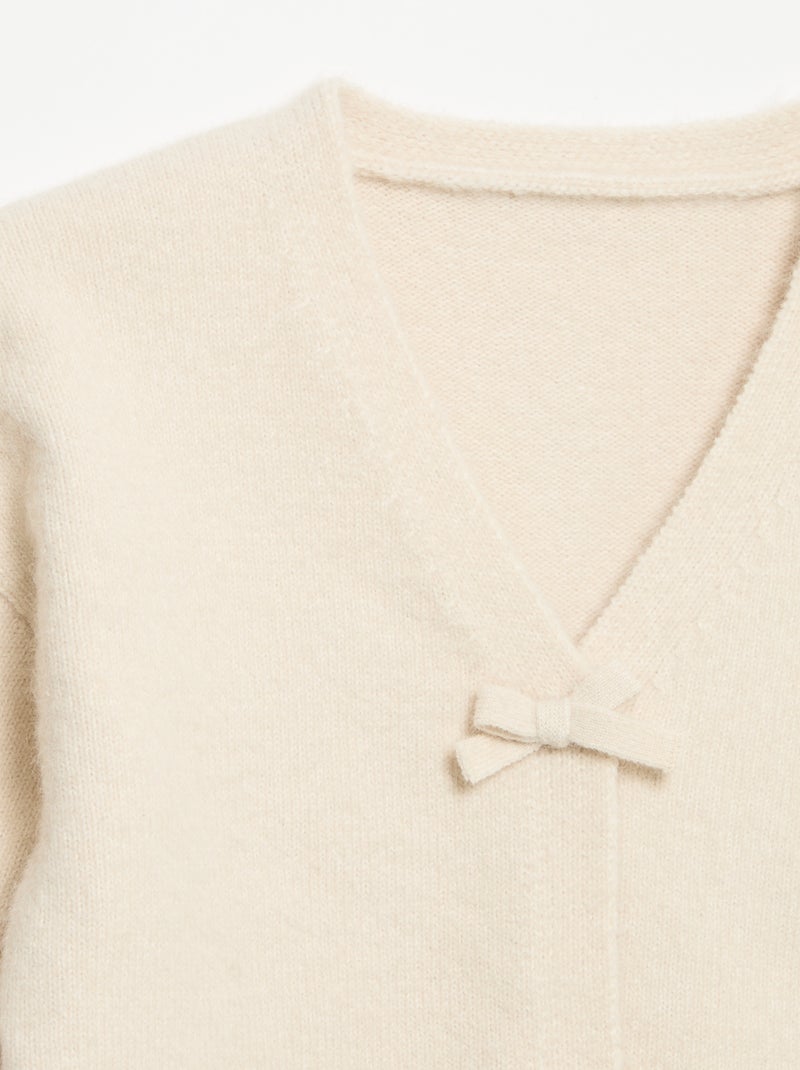 Maglione in maglia con apertura a nodi Bianco - Kiabi